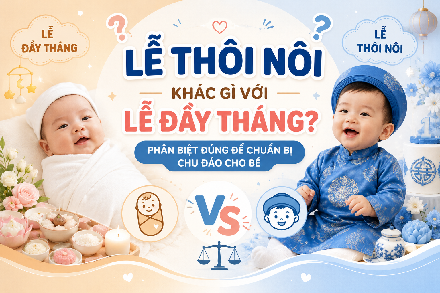 Lễ thôi nôi khác gì với lễ đầy tháng? Phân biệt đúng để chuẩn bị chu đáo cho bé
