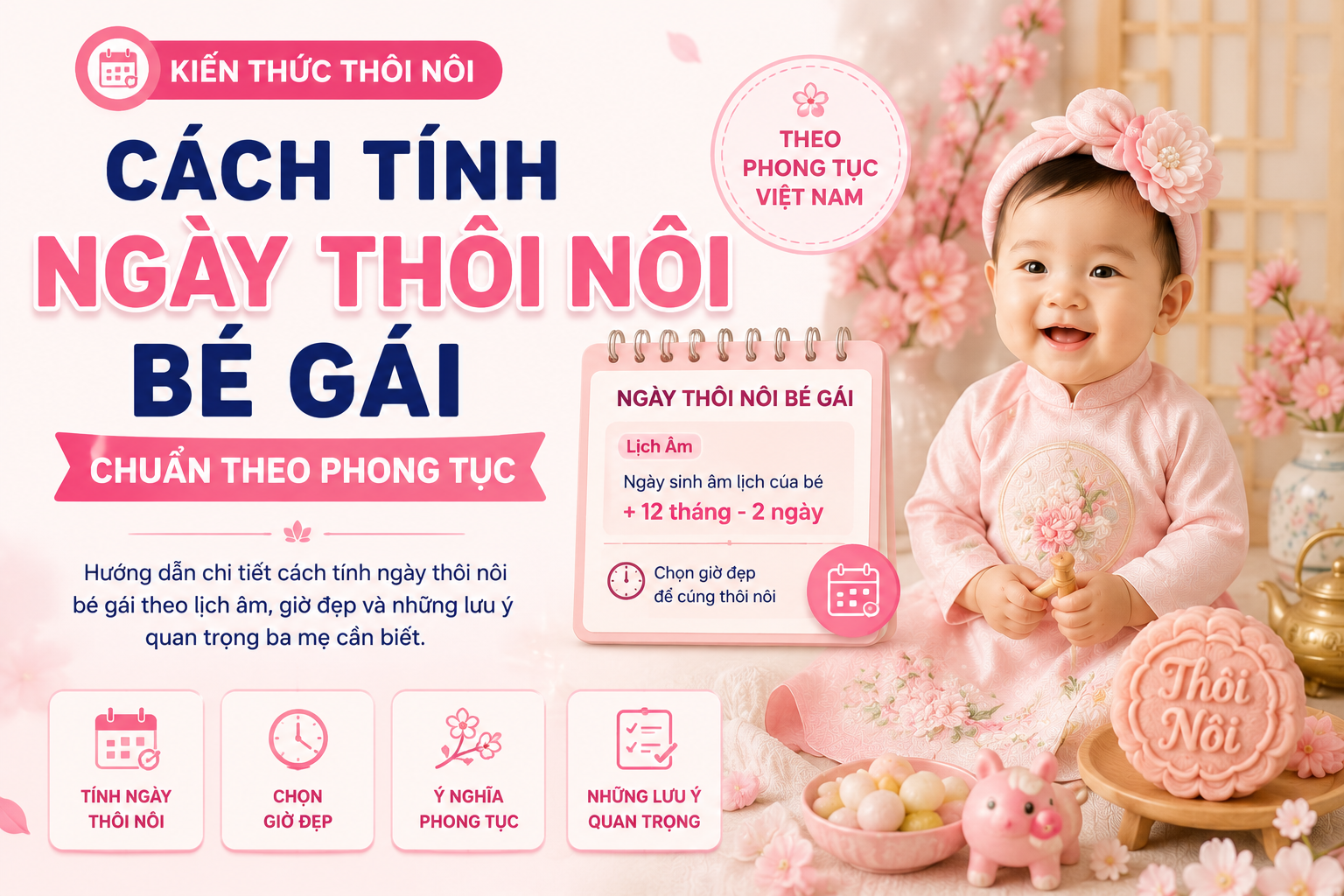 Cách tính ngày thôi nôi bé gái chuẩn theo phong tục Việt Nam