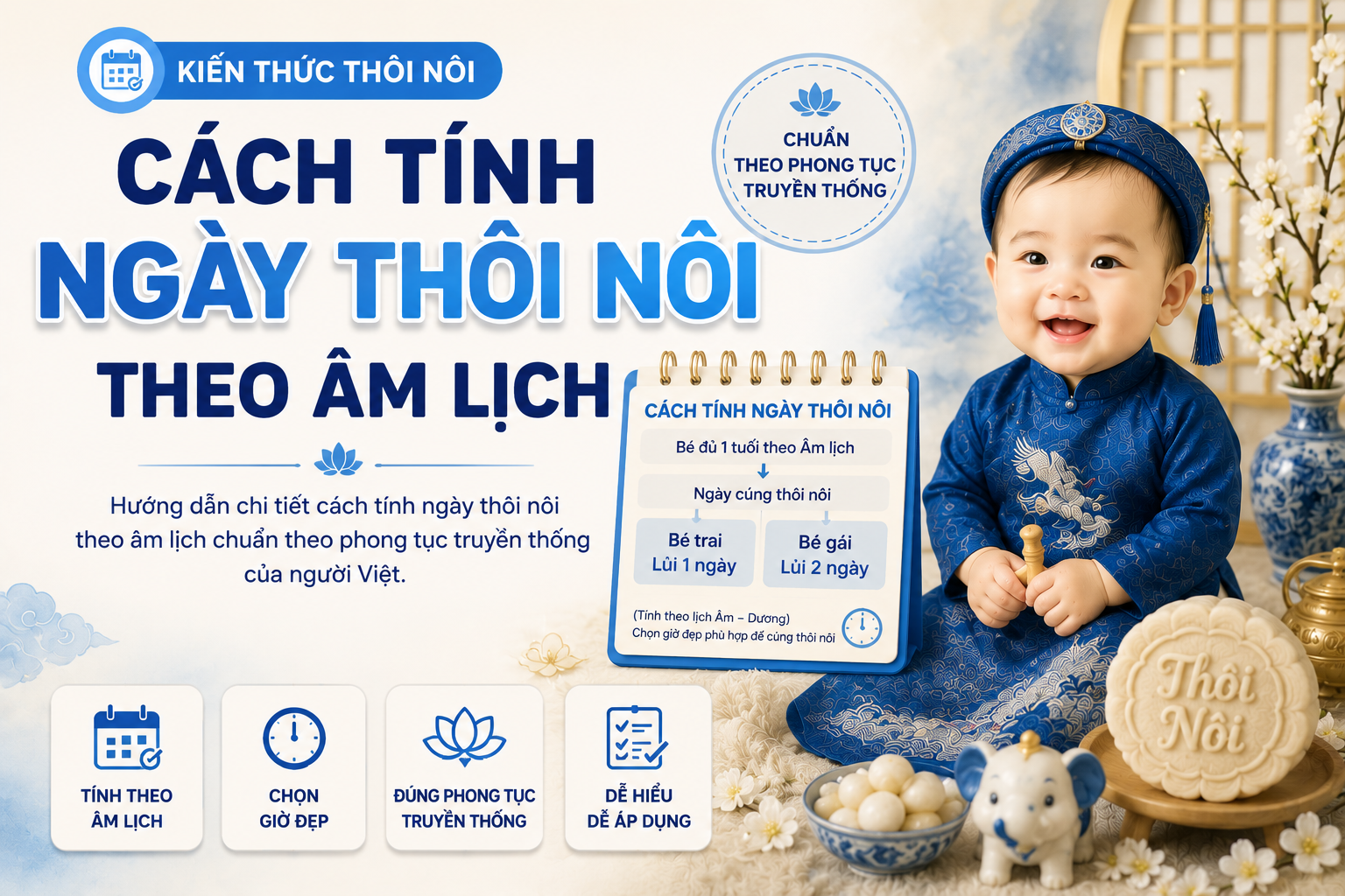 Cách tính ngày thôi nôi theo âm lịch chuẩn theo phong tục Việt Nam