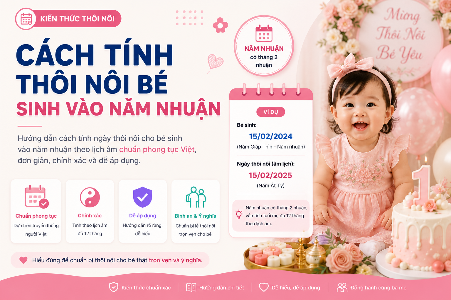 Cách tính thôi nôi bé sinh vào năm nhuận chuẩn theo phong tục Việt Nam