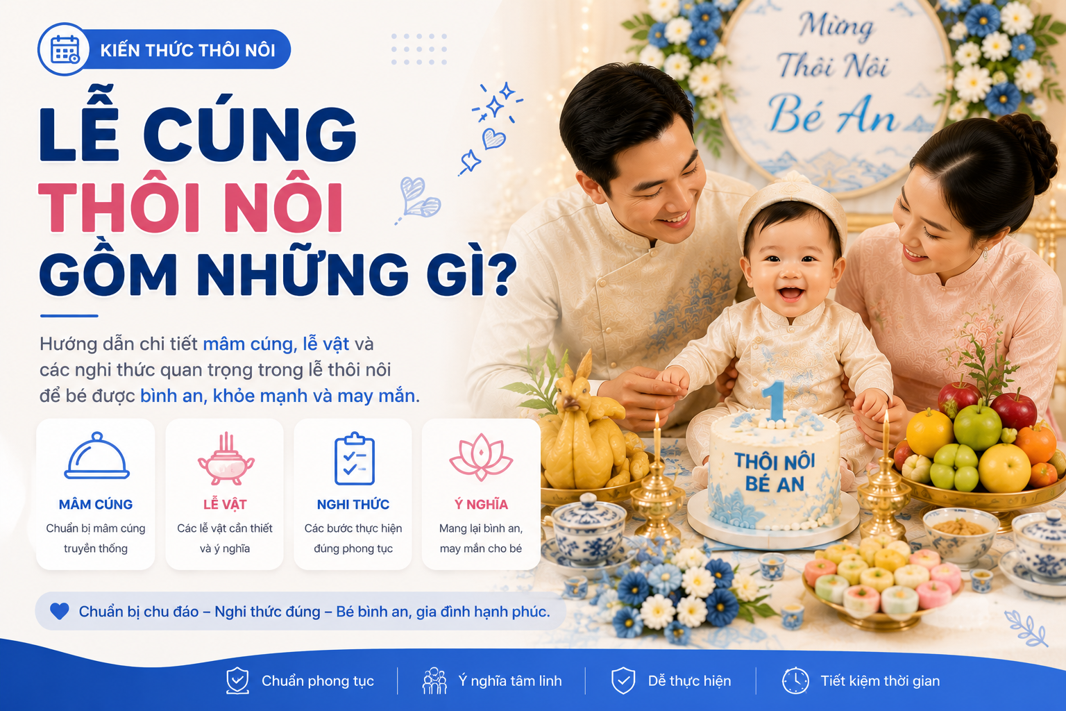 Hướng dẫn chuẩn bị lễ cúng thôi nôi từ A–Z