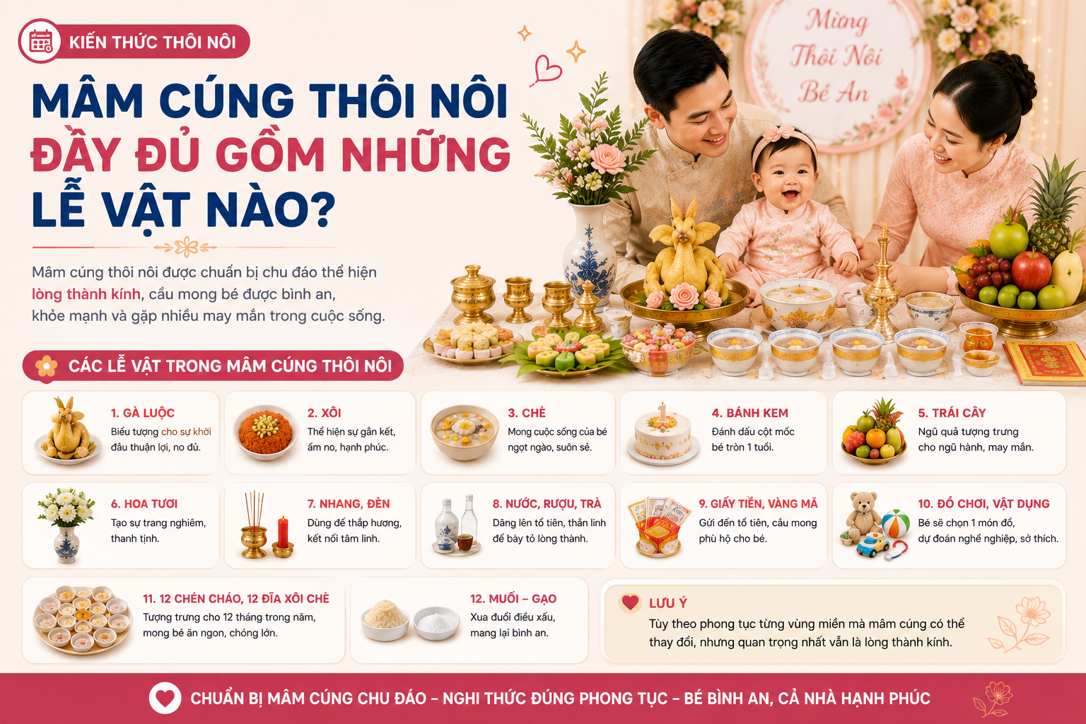Mâm cúng thôi nôi đầy đủ theo phong tục Việt Nam