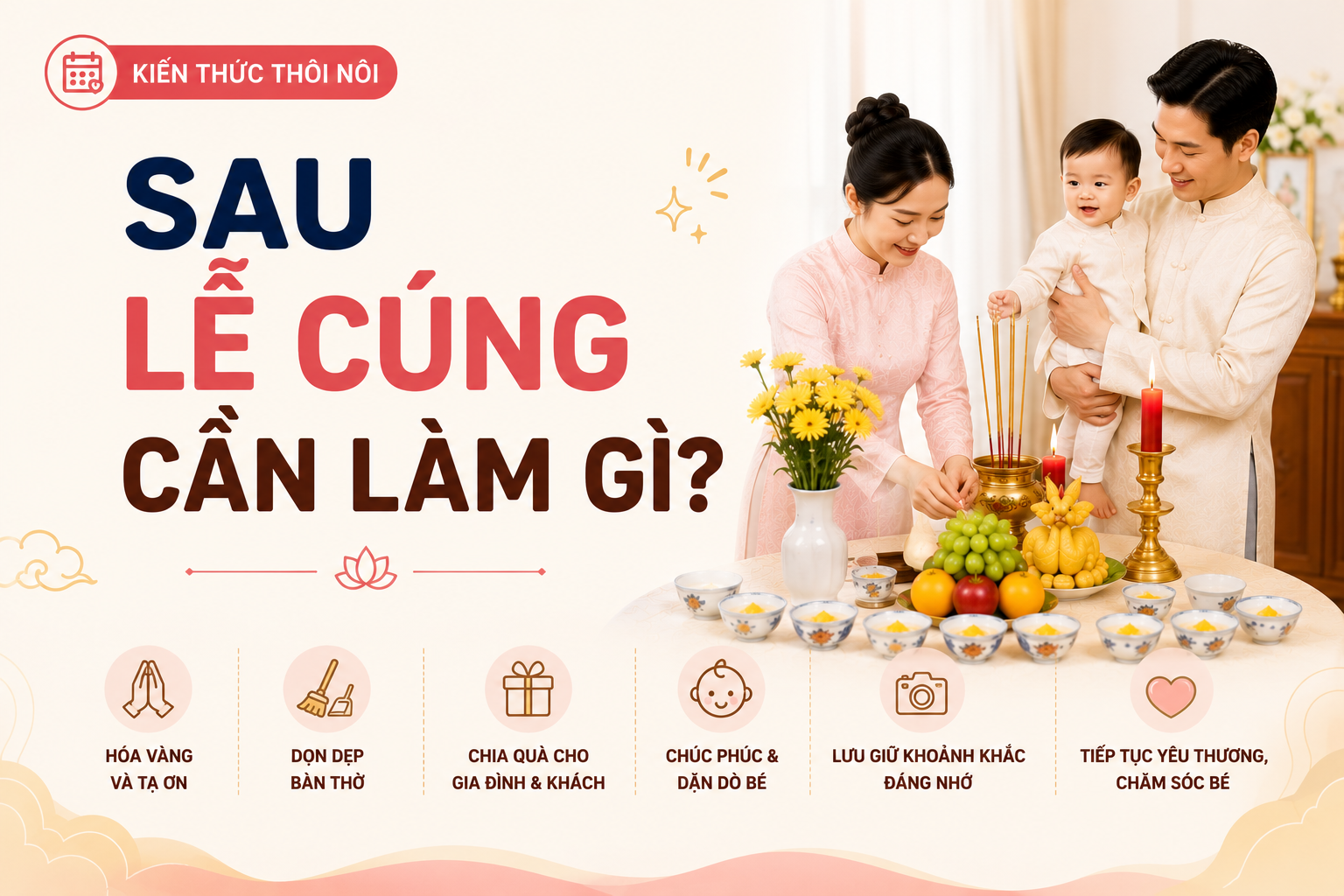 Sau lễ cúng thôi nôi cần làm gì? Hướng dẫn đầy đủ cho ba mẹ