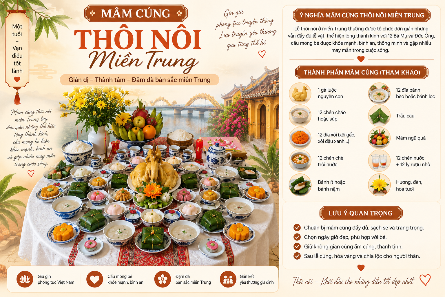 Mâm cúng thôi nôi miền Trung gồm những gì? Cách chuẩn bị đầy đủ